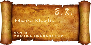 Bohunka Klaudia névjegykártya